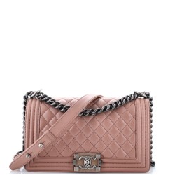 Boy Flap Bag Quilted Metallic Calfskin Old Medium