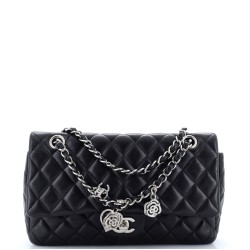 Valentine Crystal Hearts Flap Bag Quilted Lambskin Medium