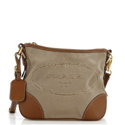 Logo Messenger Bag Canvas with Leather Small