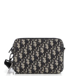Double Zip Crossbody Pouch Oblique Canvas
