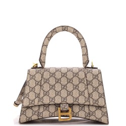 x Balenciaga The Hacker Project Hourglass Top Handle Bag GG Coated Canvas Small