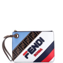 Mania Logo Zip Pouch Inlaid Leather Medium