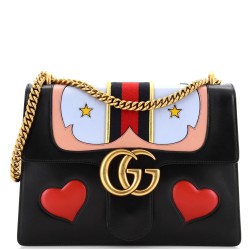 Web Heart GG Marmont Chain Shoulder Bag Leather Medium
