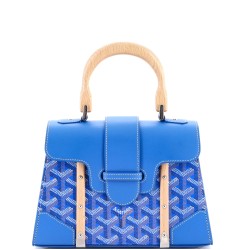 Structured Saigon Top Handle Bag Coated Canvas with Leather Mini