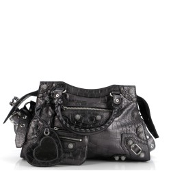 Neo Cagole City Bag Crocodile Embossed with Crystals Small