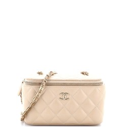 Tiny CC Link Vanity Case with Chain Quilted Caviar Small