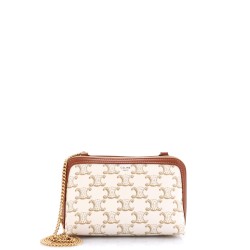 Zip Around Chain Clutch Triomphe Coated Canvas