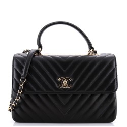 Trendy CC Top Handle Bag Chevron Lambskin Medium
