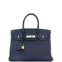Birkin Handbag Bleu Encre Togo with Palladium Hardware 30