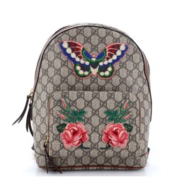 Zip Pocket Backpack Embroidered GG Coated Canvas Small