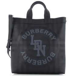 Logo Graphic Convertible Tote London Check Coated Canvas Large