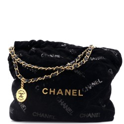 22 Chain Hobo Quilted Velvet with Sequins Small