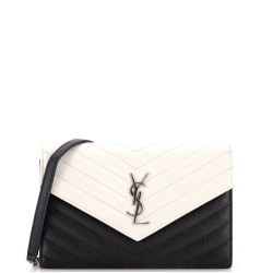 Classic Monogram Wallet on Chain Matelasse Chevron Leather Small