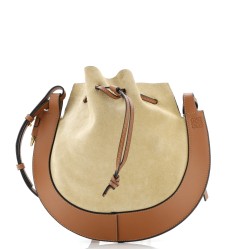 Horseshoe Crossbody Bag Suede with Leather Small