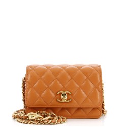 Mixed Chain Link CC Wallet on Chain Quilted Caviar Mini