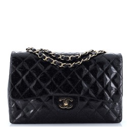 Vintage Classic Single Flap Bag Quilted Glitter Patent Jumbo