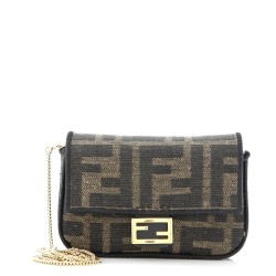 Chain Baguette Charm Bag Zucca Coated Canvas Nano