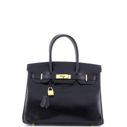 Birkin Handbag Noir Tadelakt with Gold Hardware 30
