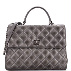 Trendy CC Top Handle Bag Quilted Lambskin Large