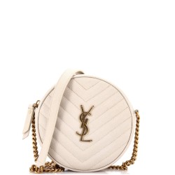 Vinyle Round Camera Bag Matelasse Chevron Leather