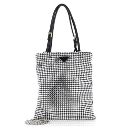 Convertible Open Tote Crystal Embellished Satin Mini