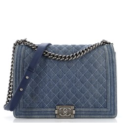 Boy Flap Bag Quilted Denim Large