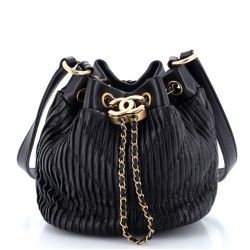 Coco Pleats Drawstring Bag Pleated Crumpled Calfskin Small
