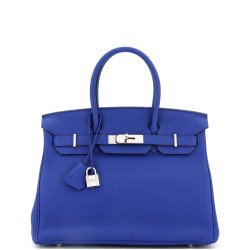 Birkin Handbag Bleu Electrique Togo with Palladium Hardware 30