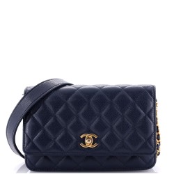 Twist Your Buttons Wallet on Chain Quilted Caviar