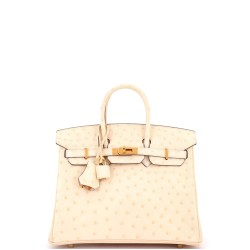 Birkin Handbag Light Ostrich with Gold Hardware 25