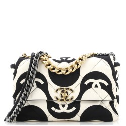 19 Flap Bag Quilted Printed Silk Large