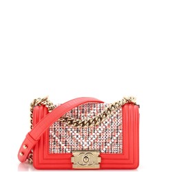 Boy Flap Bag Chevron Embellished Tweed Small