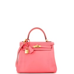 Kelly Handbag Rose Azalée Swift with Gold Hardware 25