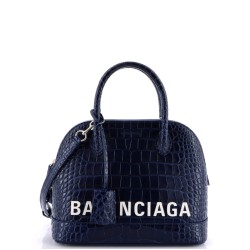 Logo Ville Bag Crocodile Embossed Leather Small