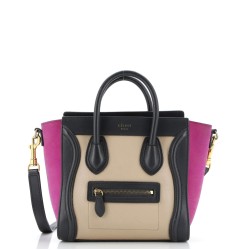 Tricolor Luggage Bag Leather Nano