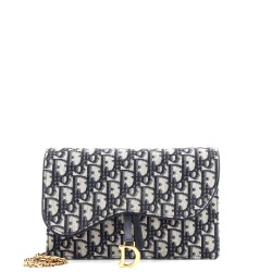 Saddle Chain Clutch Oblique Canvas