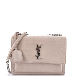 Sunset Crossbody Bag Crocodile Embossed Leather Medium