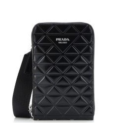 Symbole Phone Holder Crossbody Bag Embossed Leather