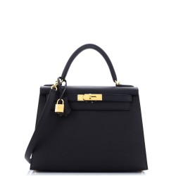 Kelly Handbag Noir Epsom with Gold Hardware 28
