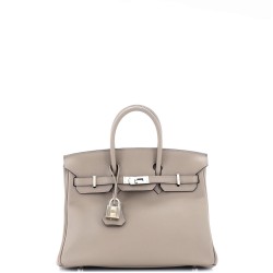 Birkin Handbag Grey Swift with Palladium Hardware 25