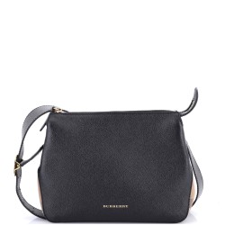 Helmsley Crossbody Bag Leather with House Check Canvas Small