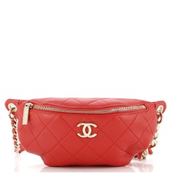 Resin Elegant Chain Belt Bag Quilted Lambskin