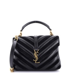 Classic Monogram College Bag Matelasse Chevron Leather and Suede Medium