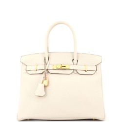 Birkin Handbag Light Clemence with Gold Hardware 30