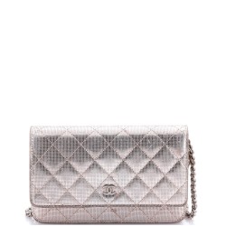 Wallet on Chain Pixel Effect Quilted Calfskin