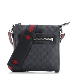 Web Strap Front Zip Messenger Bag GG Coated Canvas Small
