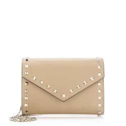 Rockstud Envelope Chain Wallet Leather