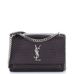 Sunset Crossbody Bag Crocodile Embossed Leather Medium