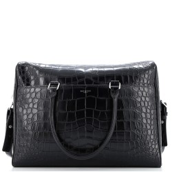 Duffle Briefcase Crocodile Embossed Leather