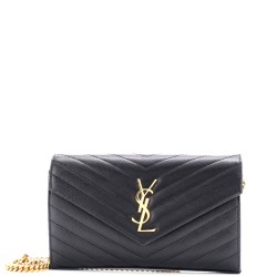 Classic Monogram Wallet on Chain Matelasse Chevron Leather Medium